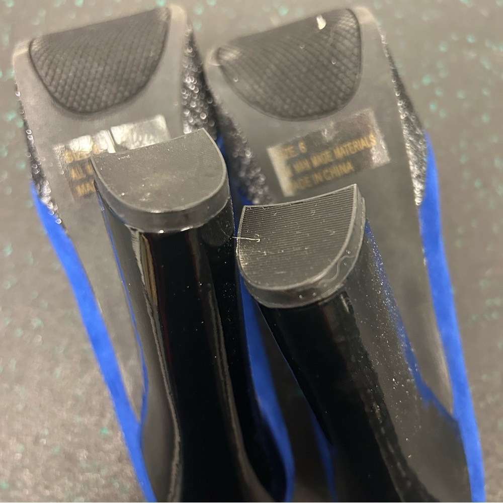 Qupid Cobalt Blue and Black Chunky Heels , Size 9 - Picture 4 of 6